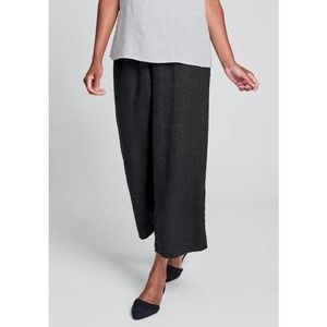 FLAX Lagenlook Wide Leg Elastic Waist Linen Pant L